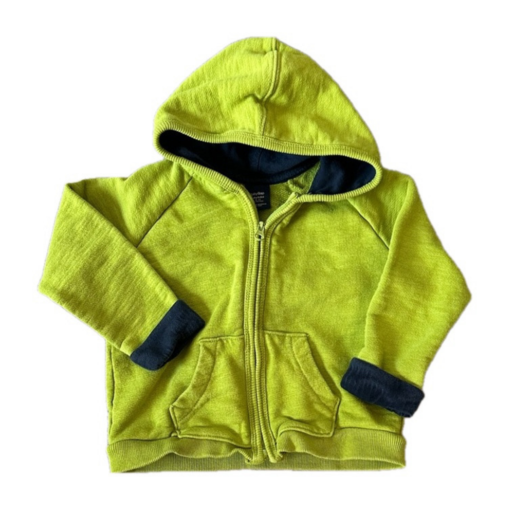 3/24$ BABY GAP Green and navy zip up hoodie size 18-24months